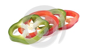 Bulgarian green and red pepper cut into rings.